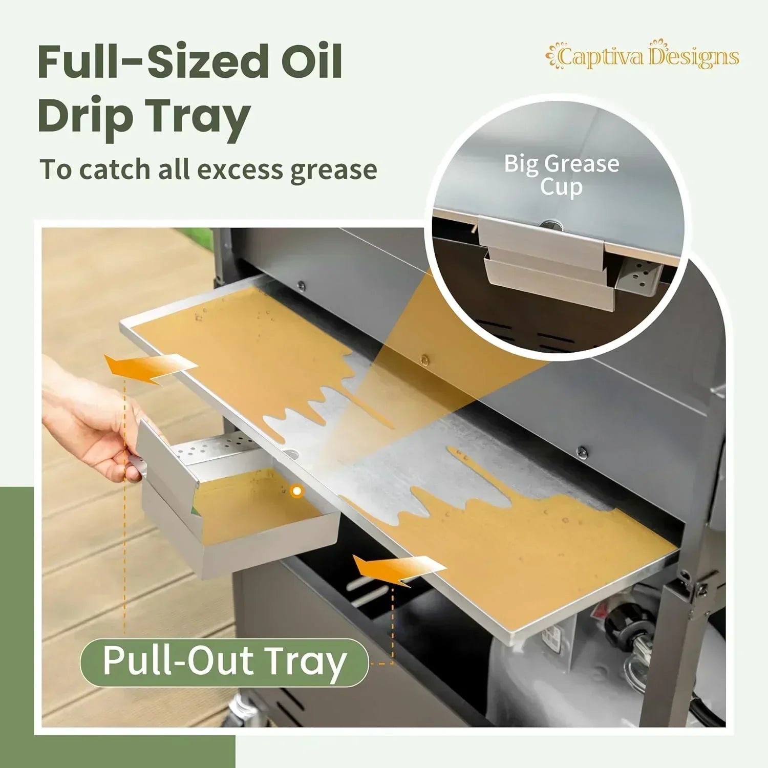 Captiva Designs 4-Burner Propane Gas BBQ Grill Side Burner Porcelain-Enameled Cast Iron Grates wourant