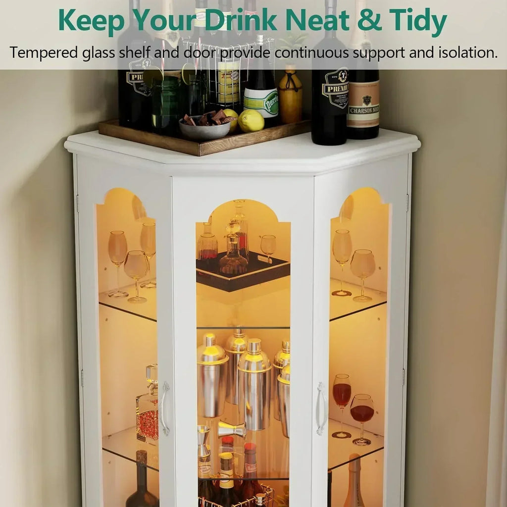 Corner wine cabinet with LED lights tall modern wine cabinet home bar wine storage cabinet wourant