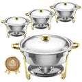 Chafing Dishes for Buffet 4 Pack 6QT Round Chafing Dishes Stainless Steel Chafing Dish Buffet Set wourant