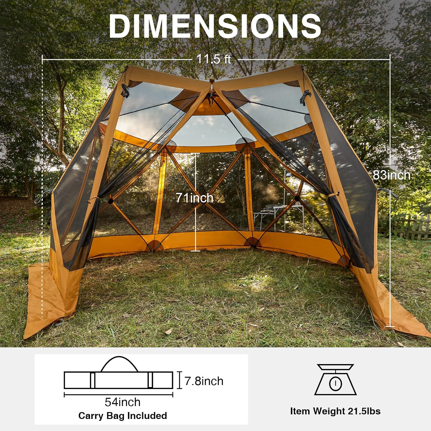 Pop up Screen House Tent for Camping 11.5 x 9.8 ft Instant Screened Gazebo Canopy wourant