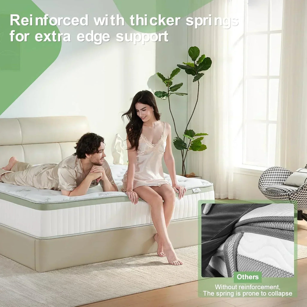 12-inch queen-size mattress medium-firm memory foam hybrid mattress with pocket springs wourant