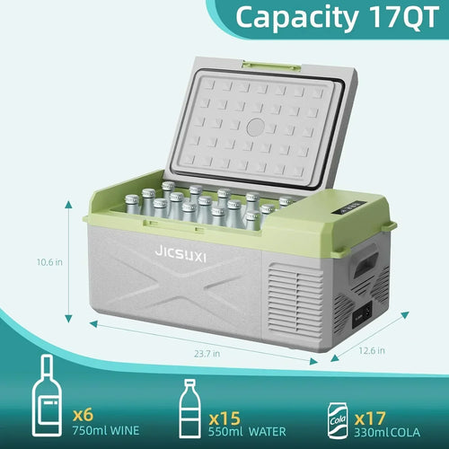 12V Car Refrigerator 17 Quart Portable Freezer 12 Car Fridge -4F~68F Compressor Electric Cooler wourant