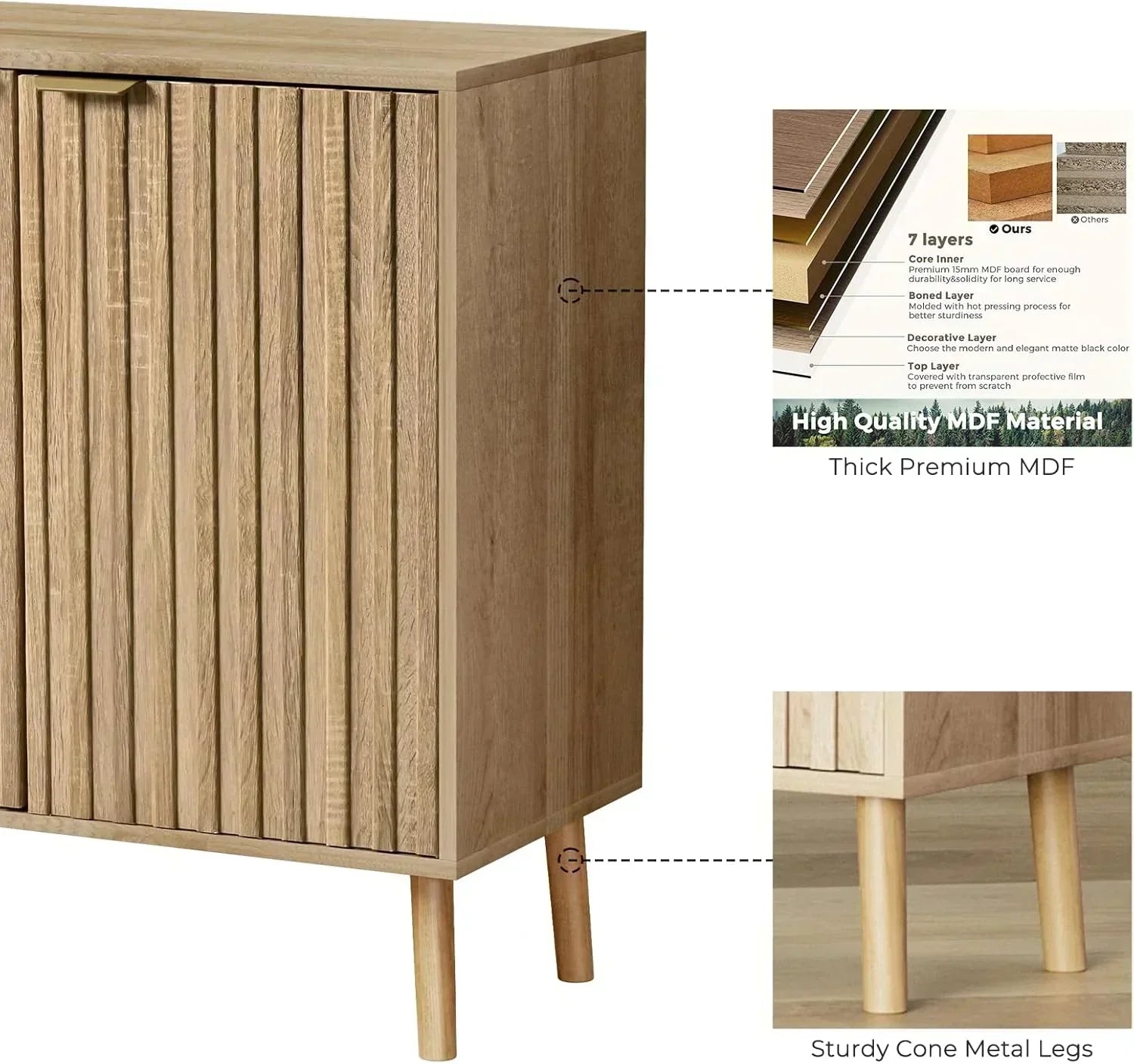 Free Standing Cabinet Black Wood for Living Room Bedroom Dining Room Hallway wourant