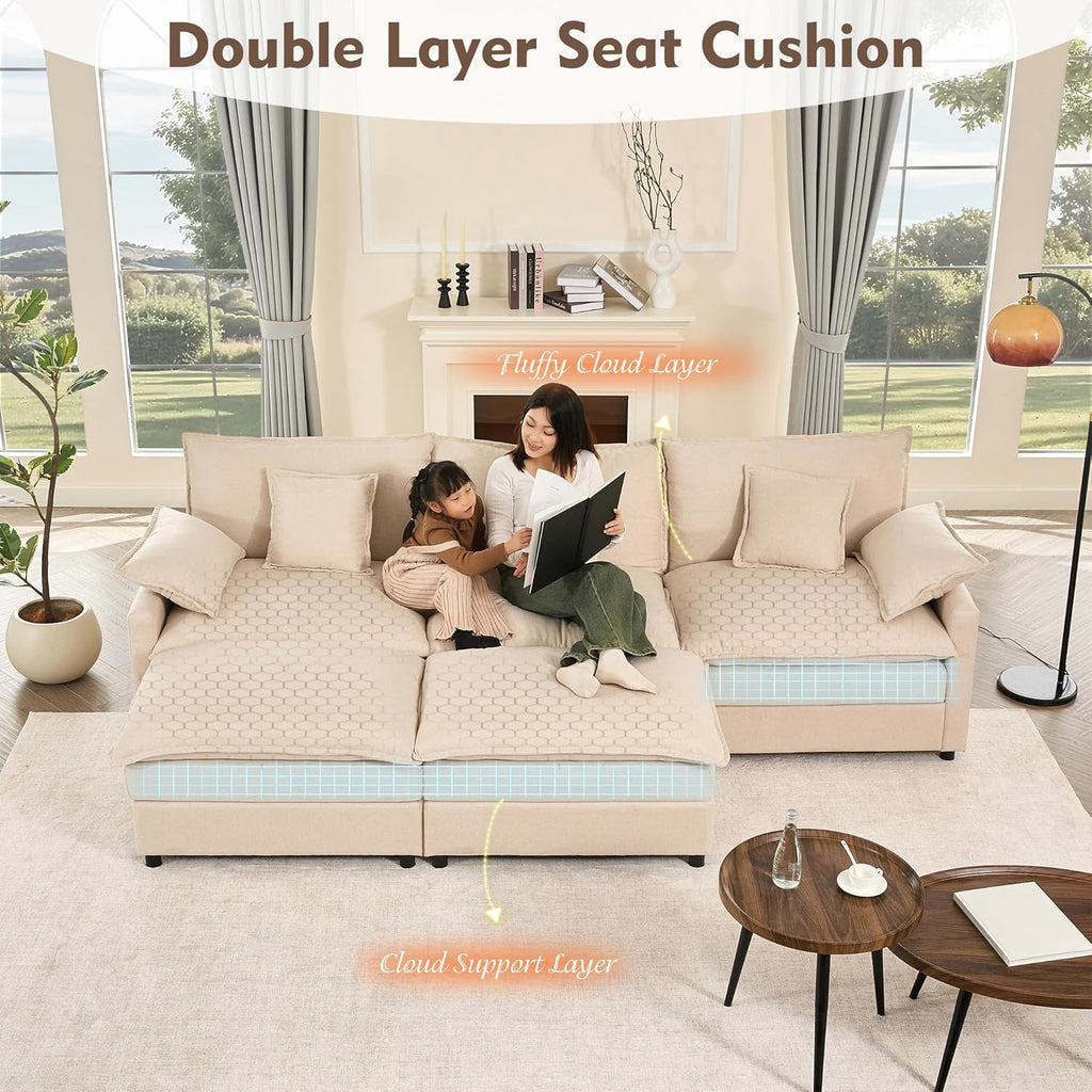 108 Inch U Shape Sofa Sectional Sofa Comfortable Cloud Sofa Living Room Deep Seat Sofa wourant