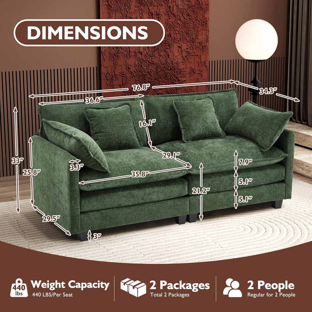 ihanherry 146-inch U-shaped modern sofa modular area cloud sofa wourant