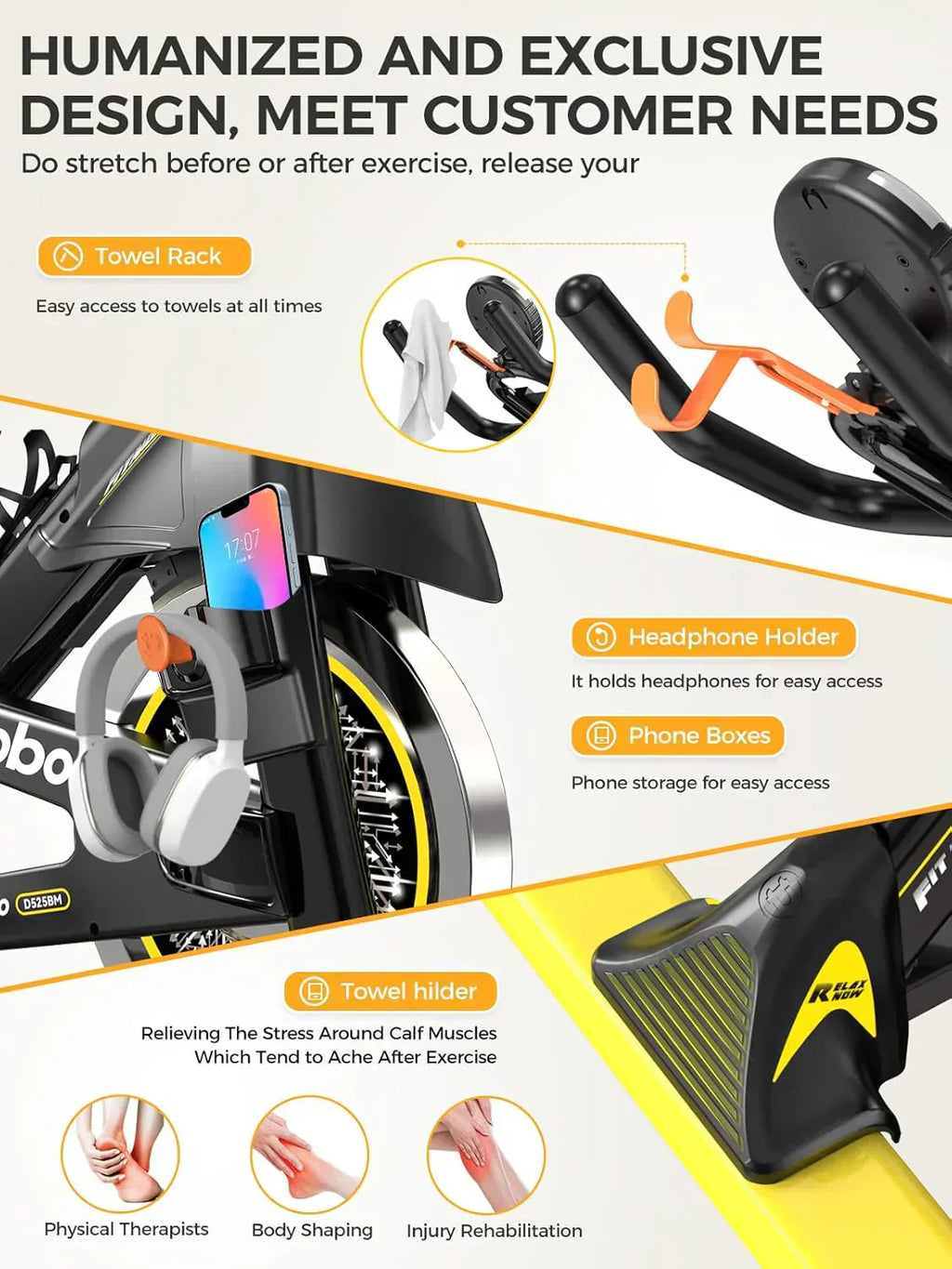 pooboo Exercise Bike Adjustable Magnetic/Brake Pad Resistance Silent Belt Drive Cycling Bike wourant