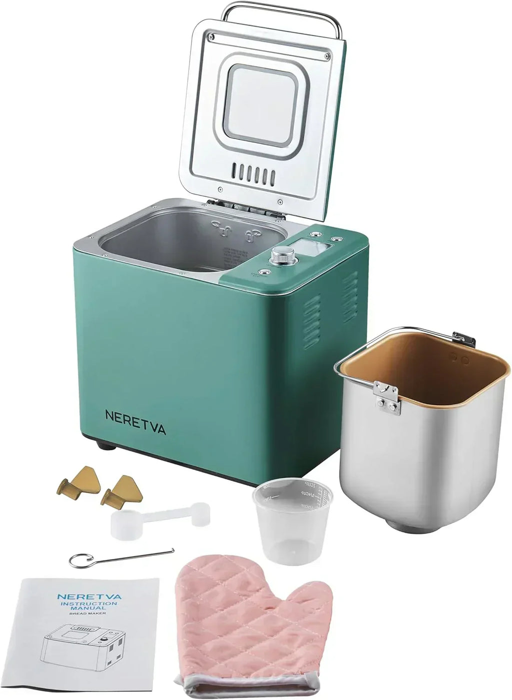 Neretva Bread Maker 20-in-1 2LB Bread Maker Dual Heater Bread Maker Automatic wourant