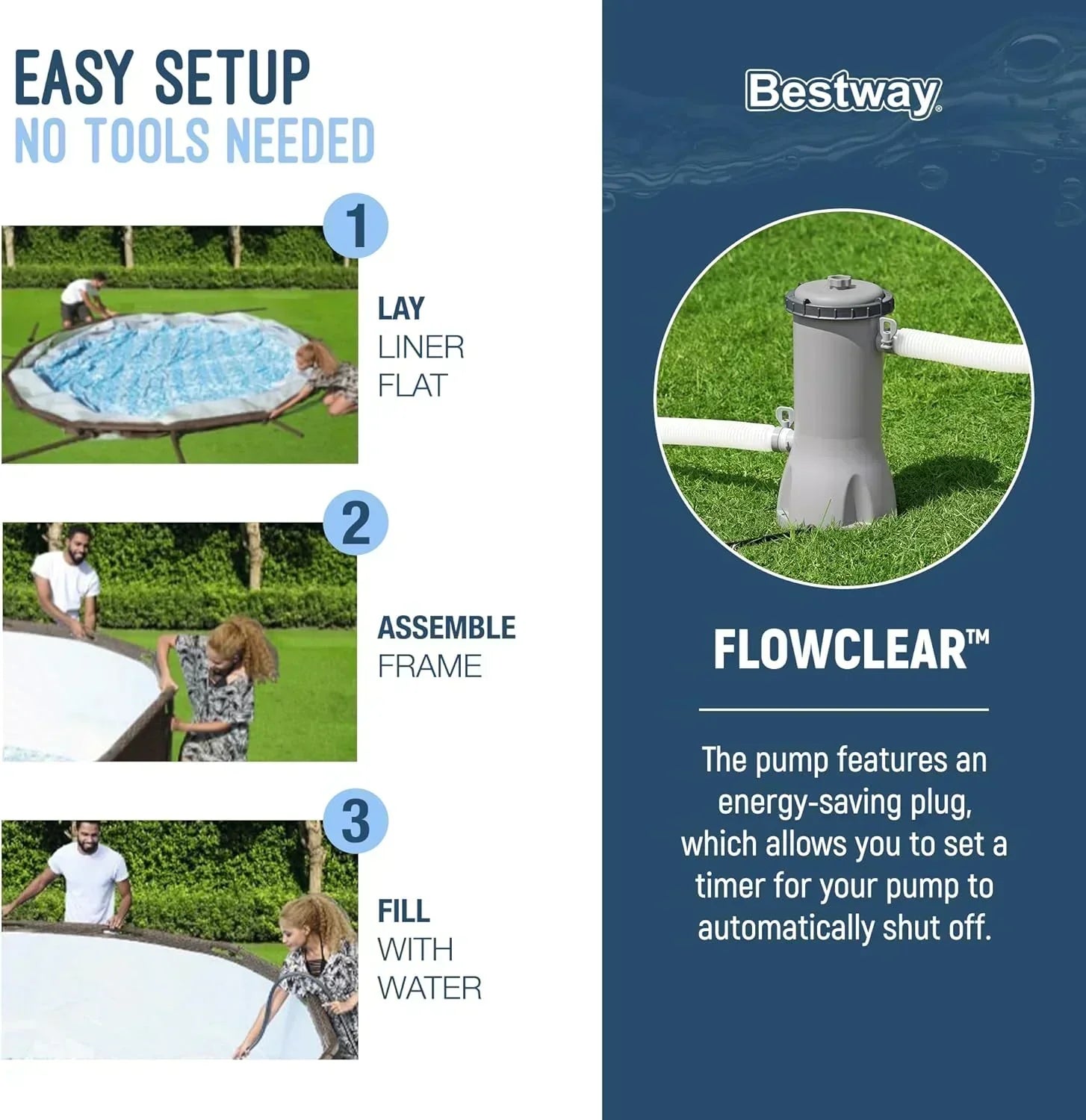 Power Steel Round Above Ground Outdoor Backyard Swimming Pool Set 1,000 GPH Filter Pump wourant