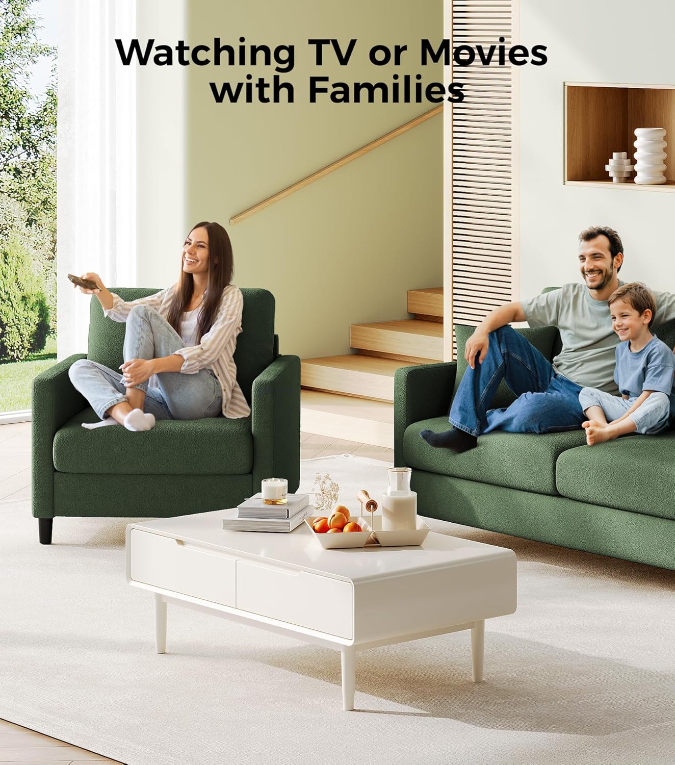 Loveseat Sofa 51" Love Seat Comfy Corduroy Small Loveseat Tool-Free Setup Couch wourant