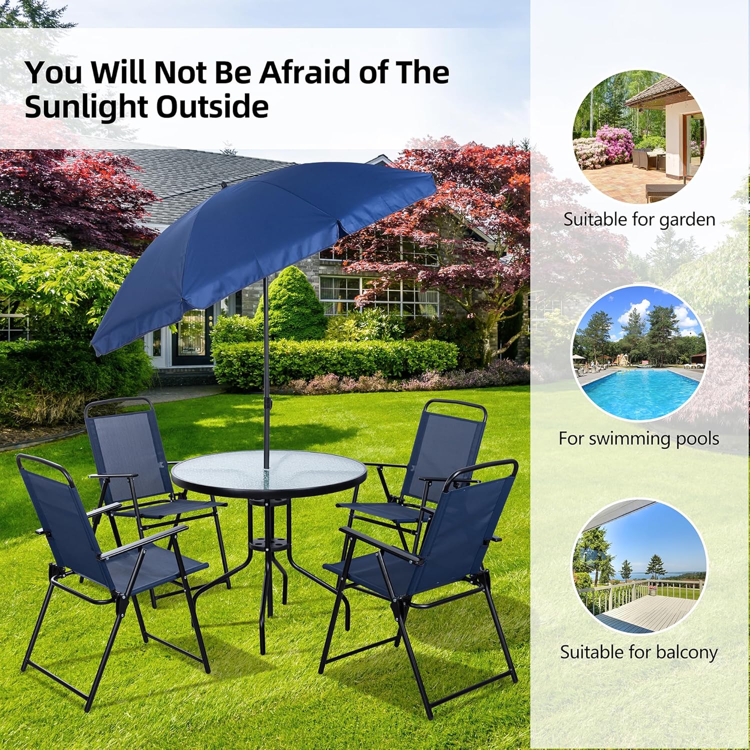 Vongrasig 6 Piece Folding Patio Dining Set Small Metal Outdoor Garden Patio Table and Chair Set wourant