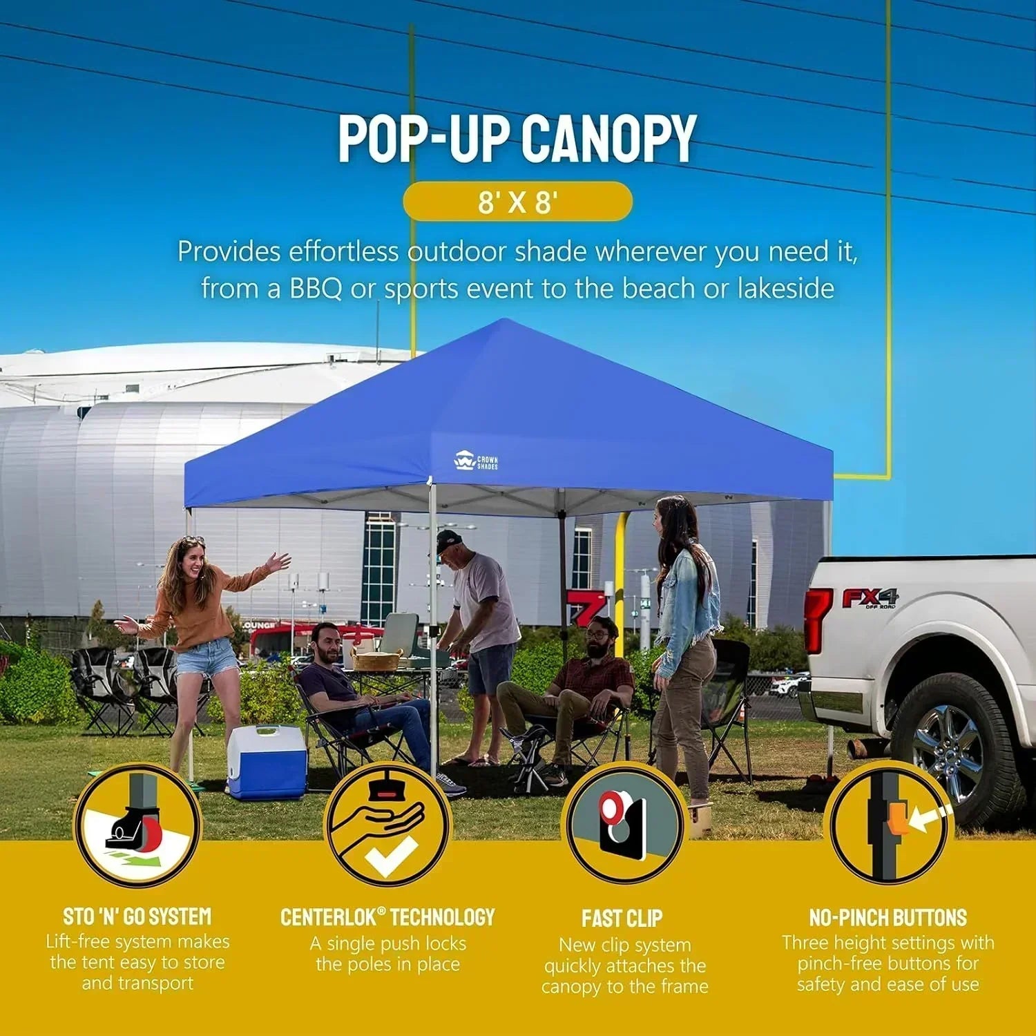 10x10 Pop-Up Awning One-Click Installation Beach Tent Outdoor Sunshade Silver Coated Top wourant