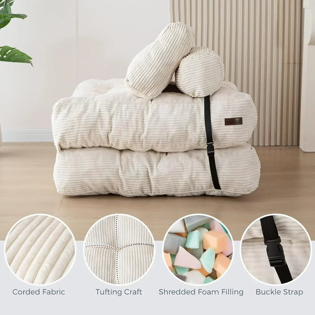 MAXYOYO Folding Sofa Bed Convertible Sleeper Chair with Pillow Foldable Mattress with Back Support wourant