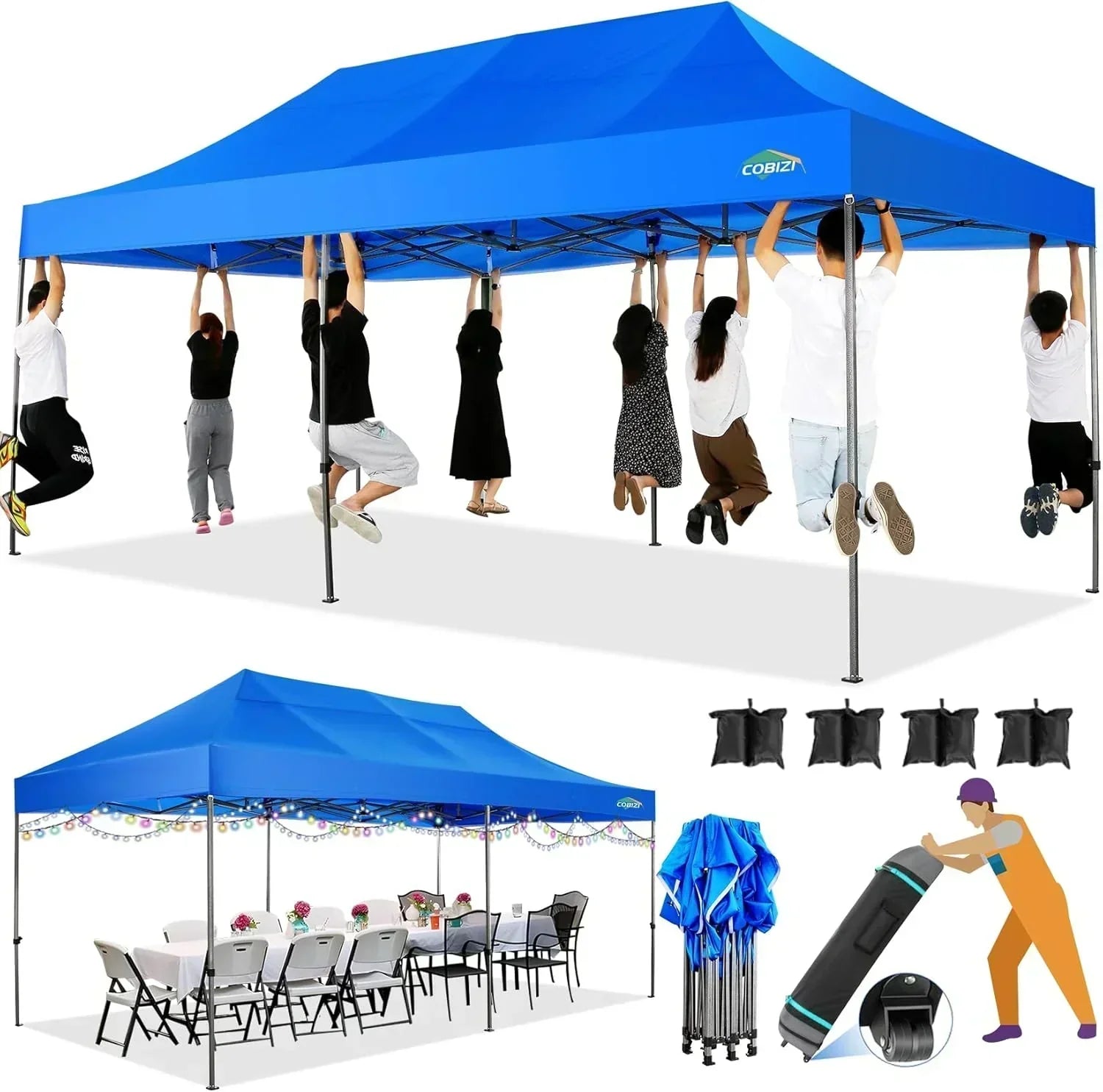 COBIZI 10x20 Heavy Duty Pop up Canopy Tent 6 sidewalls Commercial Canopy Wedding Party Tents wourant