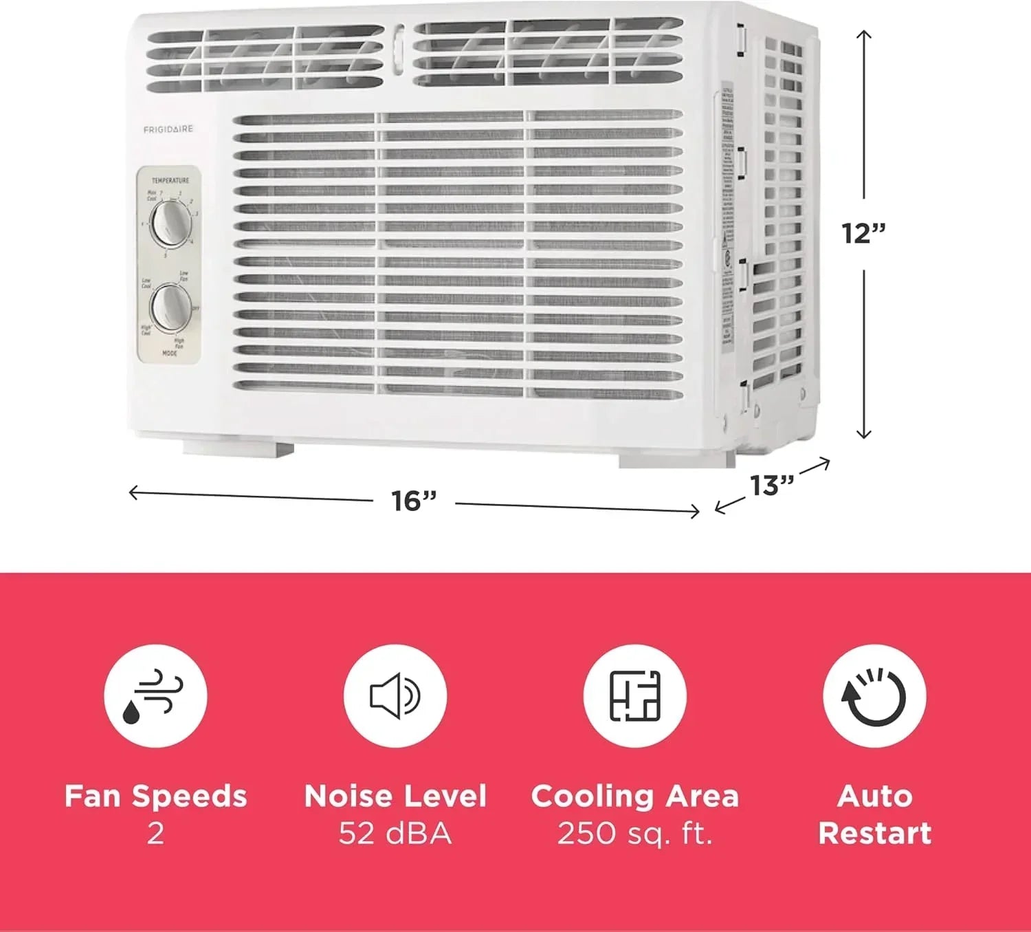Frigidaire 5,000 BTU Window Air Conditioner Remote Control Cools Up to 150 Sq. Ft. Quiet Operation wourant