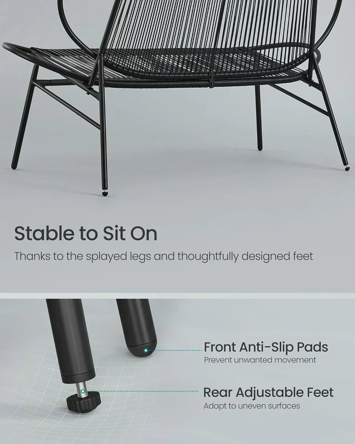Outdoor Settee 2-Seat Garden Furniture with Backrest PE Rattan wourant