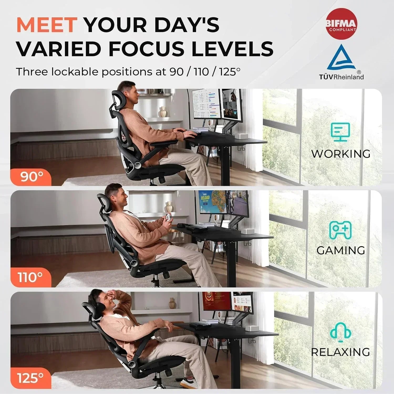 Ergonomic Mesh Office Chair with Adjustable Lumbar High Back Desk Chair 400 lbs wourant