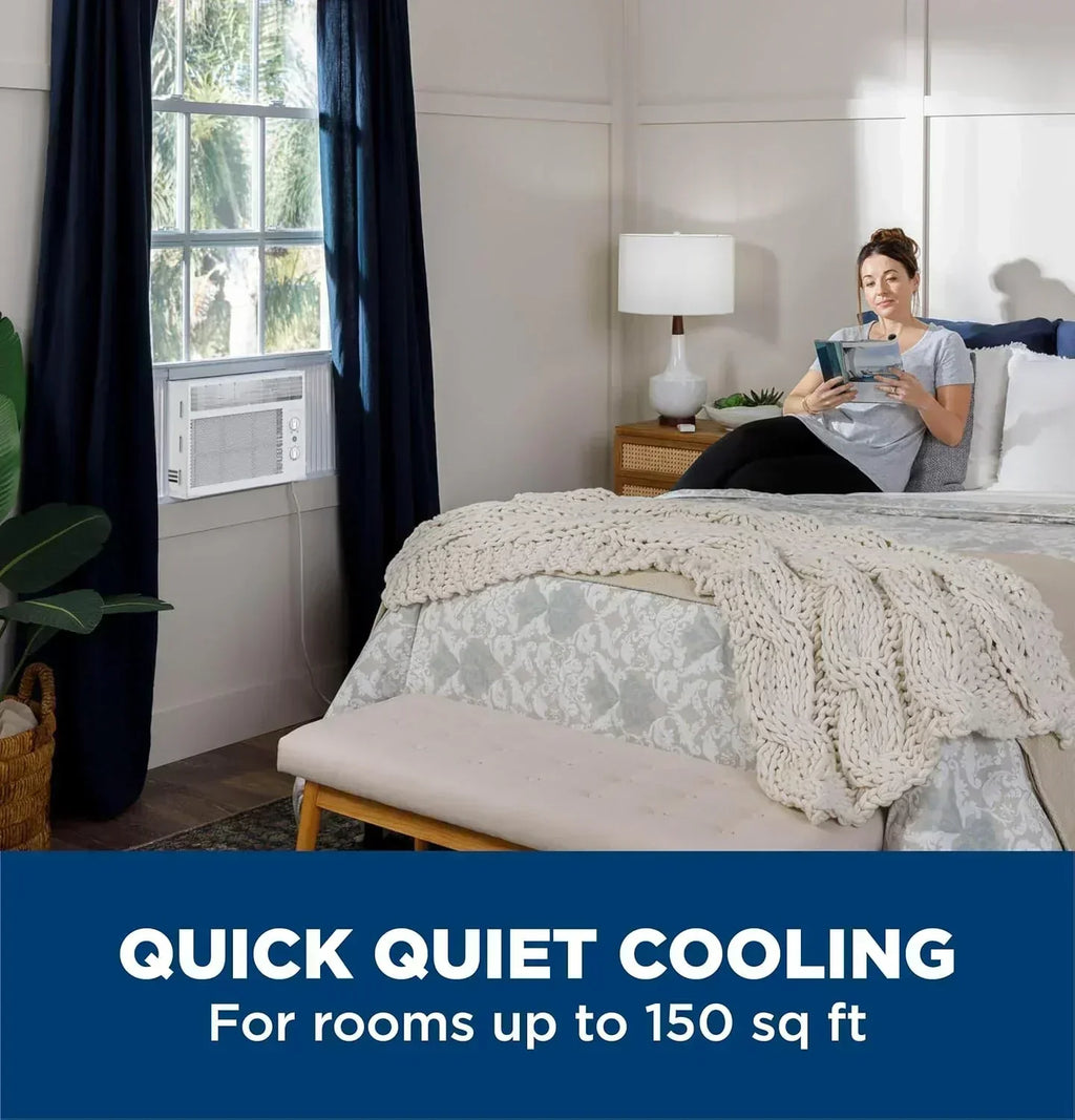 GE Window Air Conditioner Unit 5,000 BTU for Small Rooms up to 150 sq ft Manual Adjustable Fan wourant