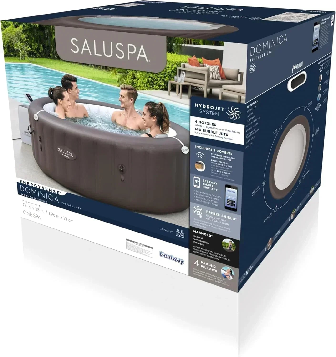 Bestway SaluSpa Miami EnergySense AirJet Inflatable Hot Tub Spa 71" x 26" Portable Hot Tub wourant
