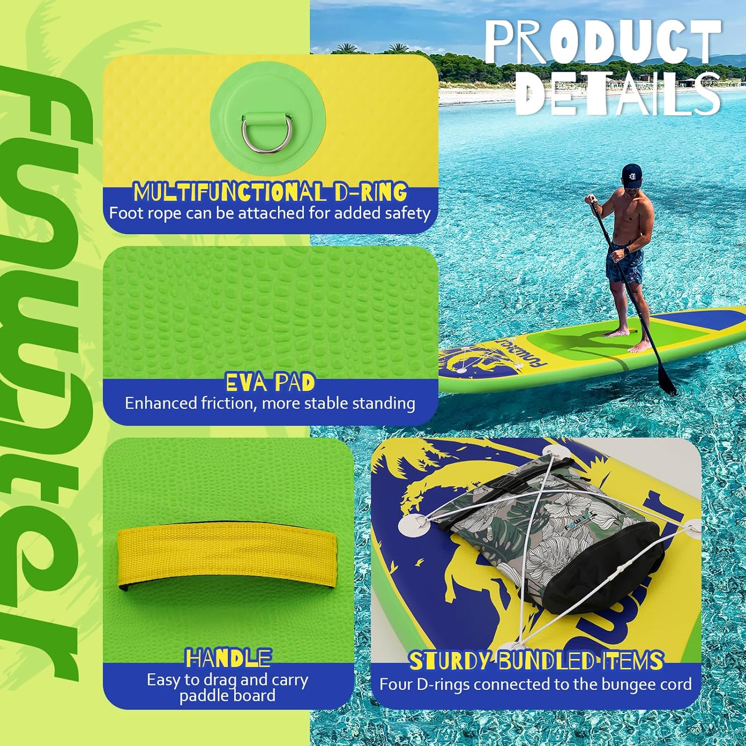 FunWater Inflatable Stand Up Paddle Board Premium SUP Paddle Accessories EVA Deck wourant