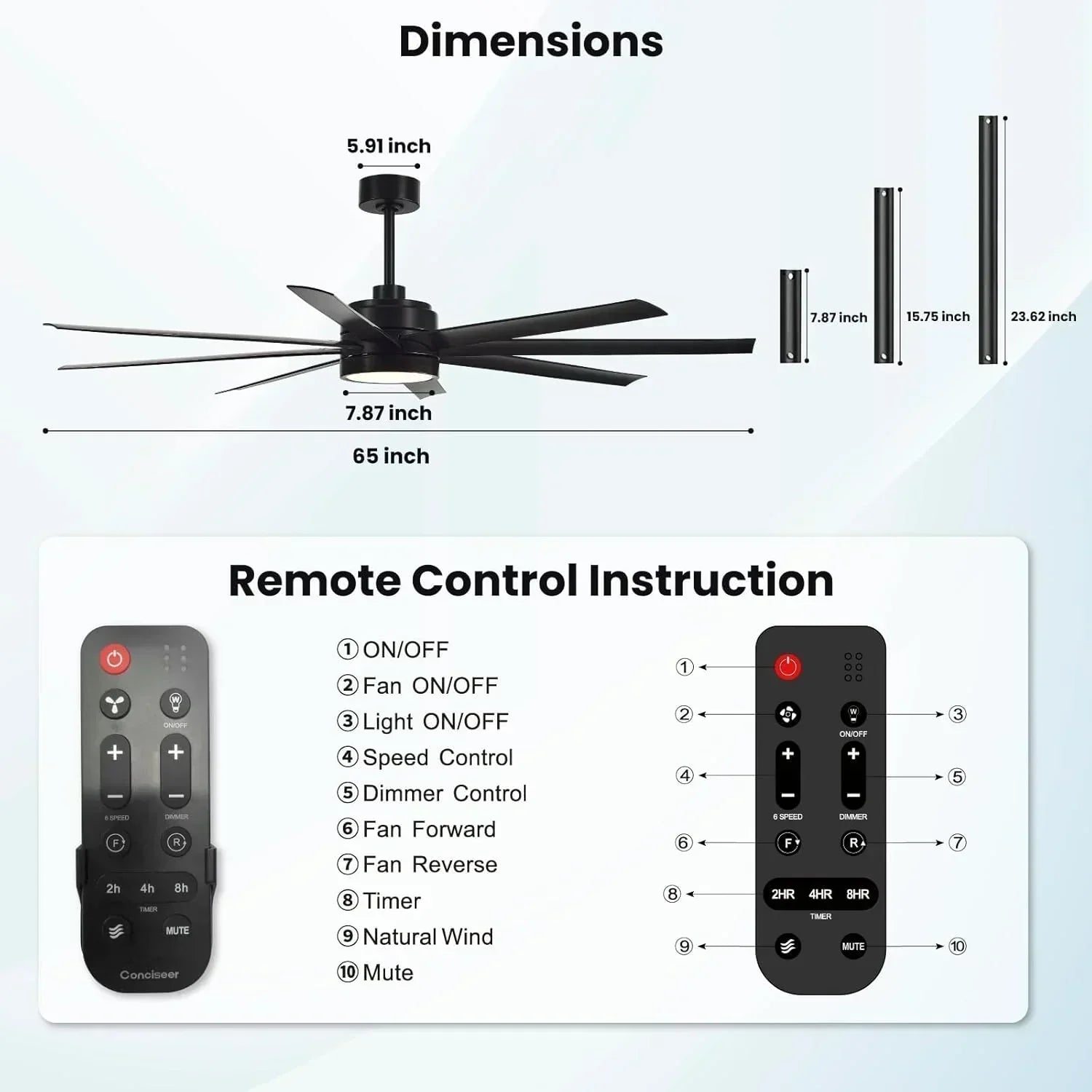 Modern ceiling fan 72 inch bedroom living room library cafe outdoor/industrial wourant