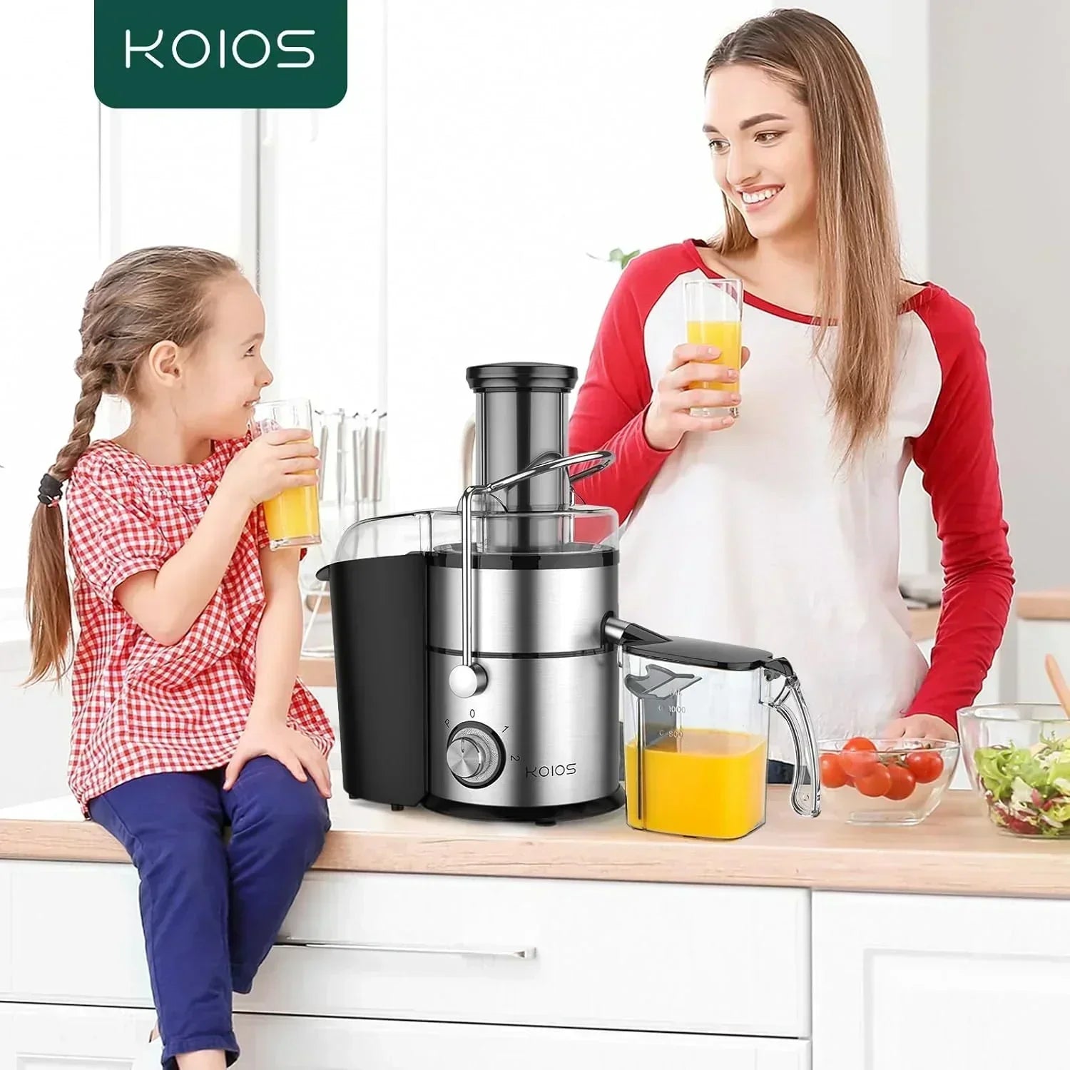 1300W KOIOS Centrifugal Juicer with Extra Large 3" Feed Chute and Titanium Filter wourant