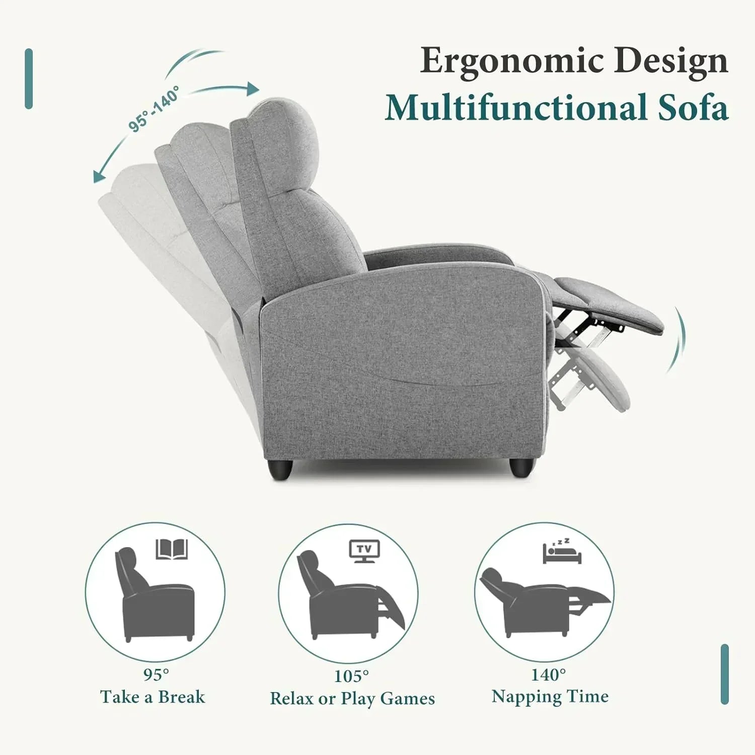 Swivel high-back rocking chair with footrest padded glider baby chair with comfortable deep seat wourant
