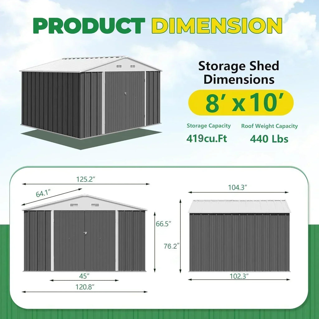 Devoko Outdoor Storage Shed Lockable Metal Garden Shed Steel Anti-Corrosion Storage House wourant