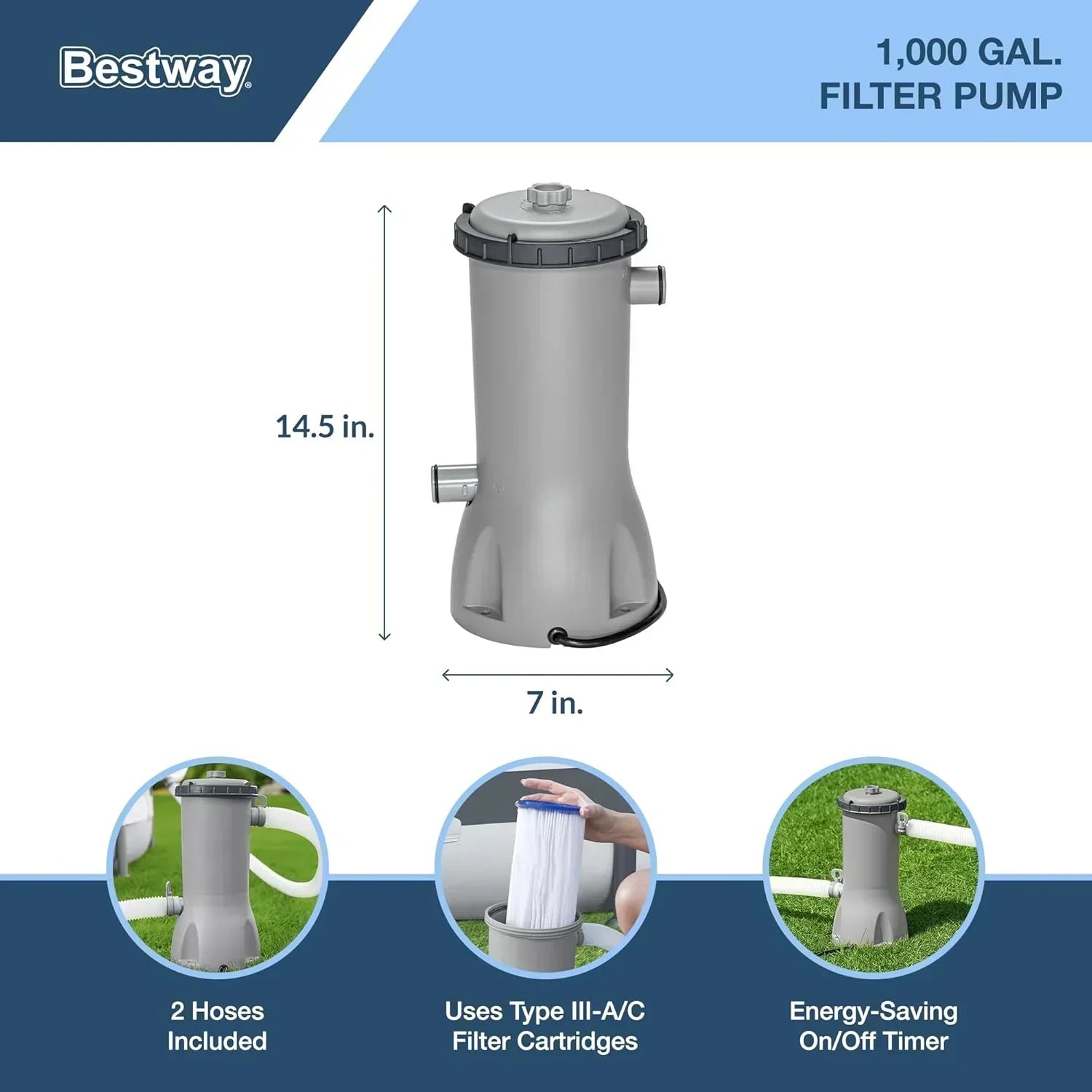 Power Steel Round Above Ground Outdoor Backyard Swimming Pool Set 1,000 GPH Filter Pump wourant
