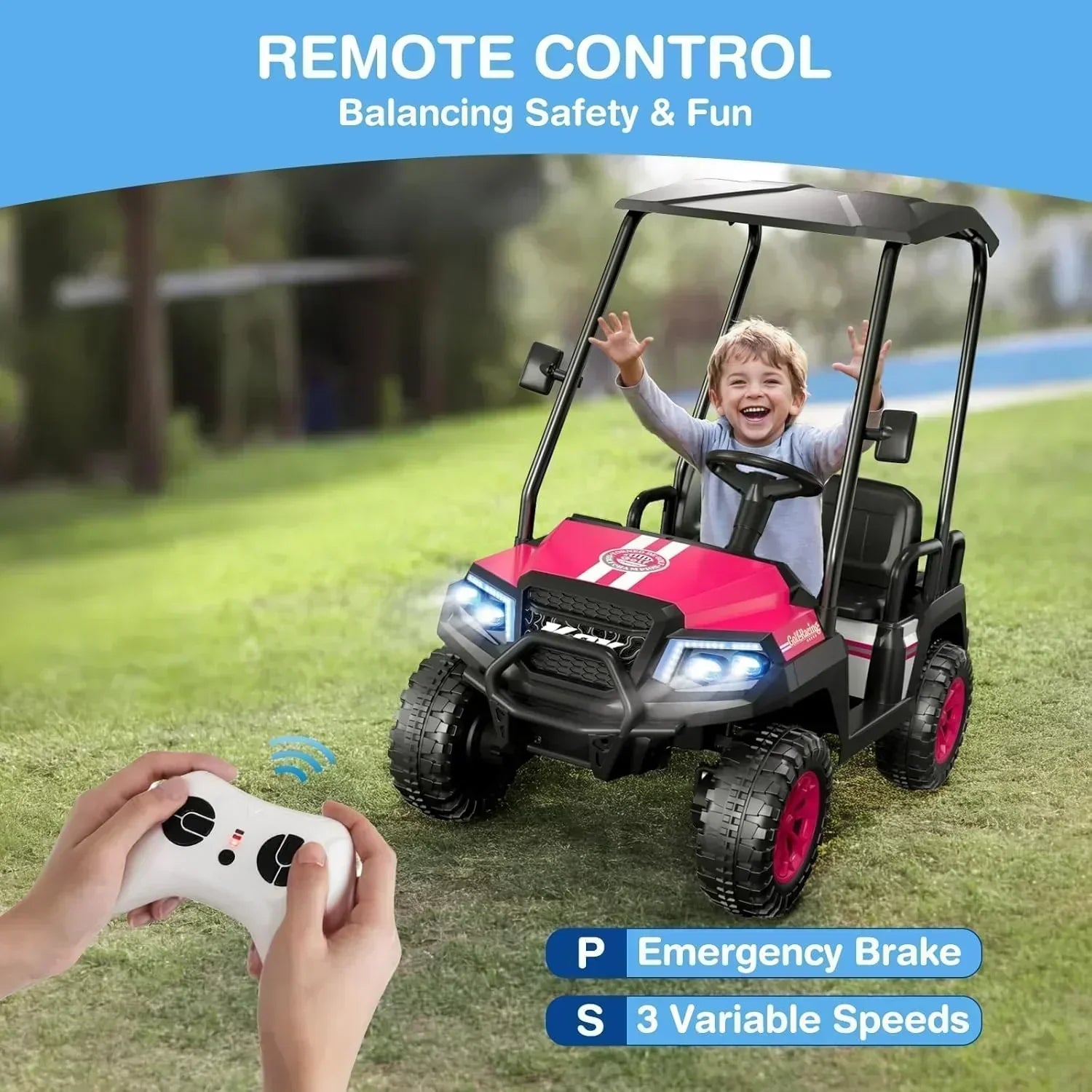 R9 24V Children's Golf Cart with Remote Control Removable Awning wourant