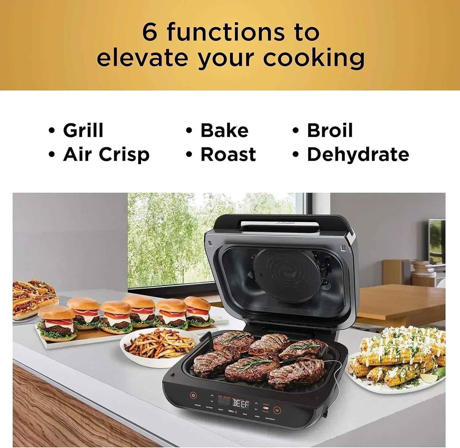 Ninja Foodi Smart XL 6-in-1 Indoor Grill with Air Fry Bake Roast Broil and Dehydrate wourant