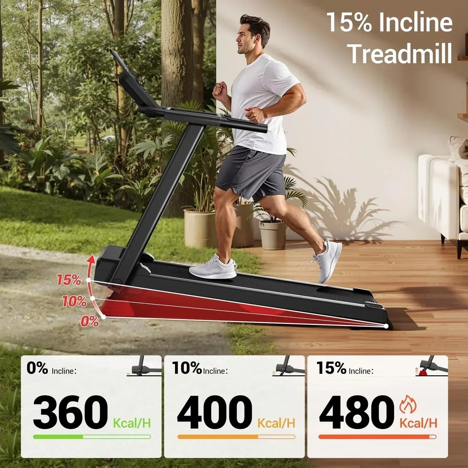 Home Treadmill 15% Incline Treadmill 3.0 hp Quiet Brushless Dual Cushion System wourant