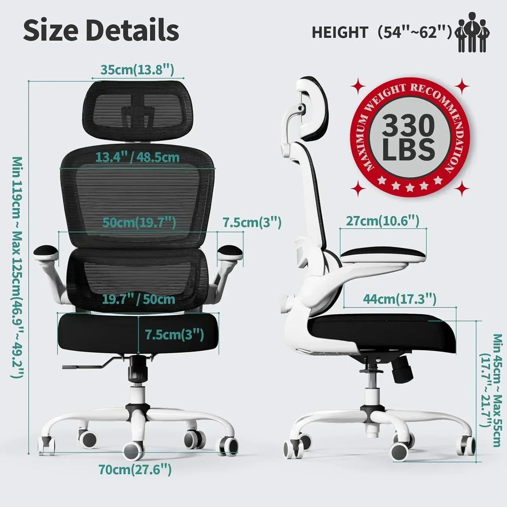 Office Chair Ergonomic Desk Chair 330 lbs Home Mesh Desk Chair Comfortable Gaming Chair wourant