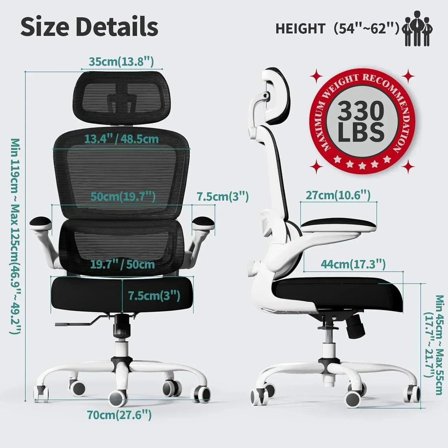 Office Chair Ergonomic Desk Chair 330 lbs Home Mesh Desk Chair Comfortable Gaming Chair wourant