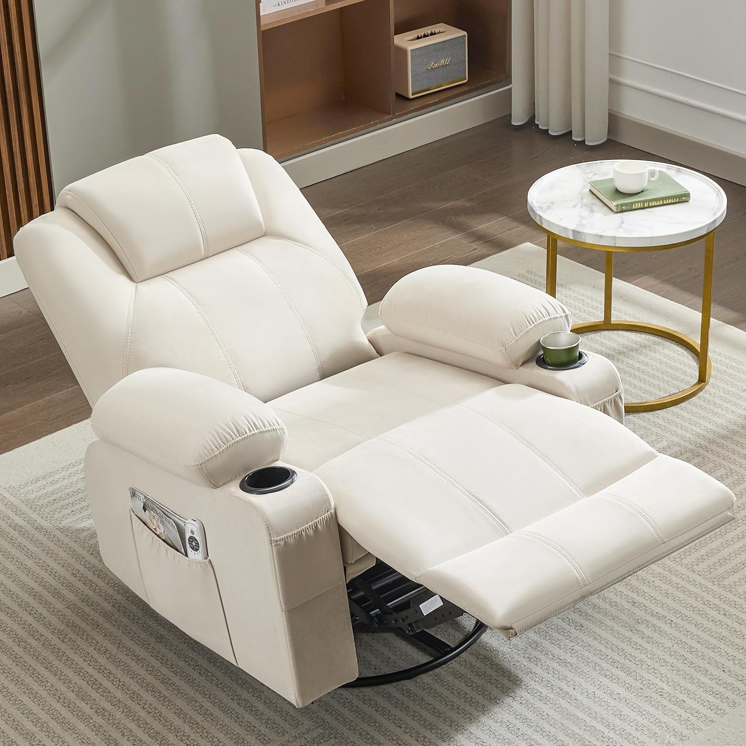 Large Swivel Rocking Recliner with Massage Function 360 Degree Swivel Rocking Single Sofa wourant