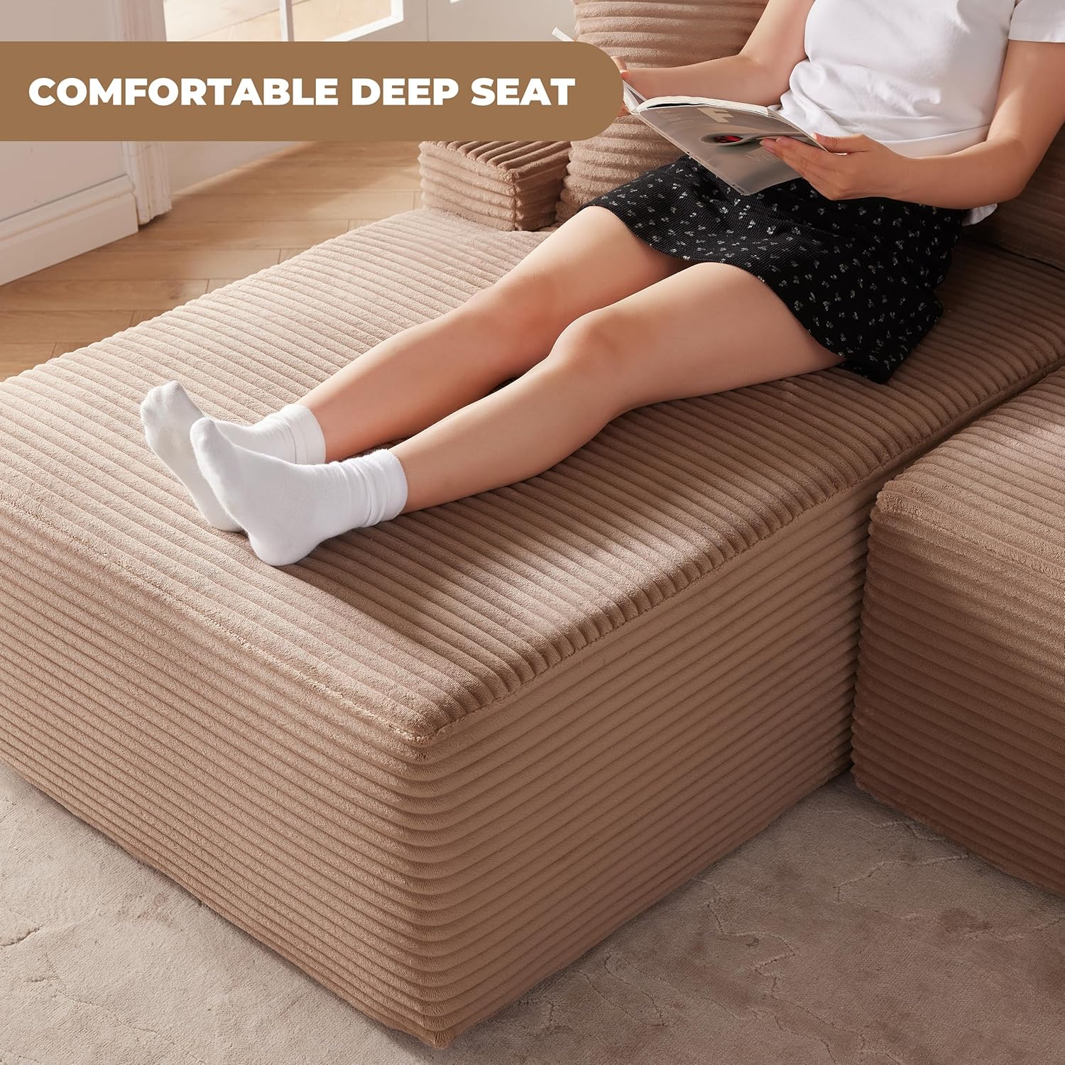 110-inch cloud sofa boneless sofa in the living room modular sofa with deep seats wourant