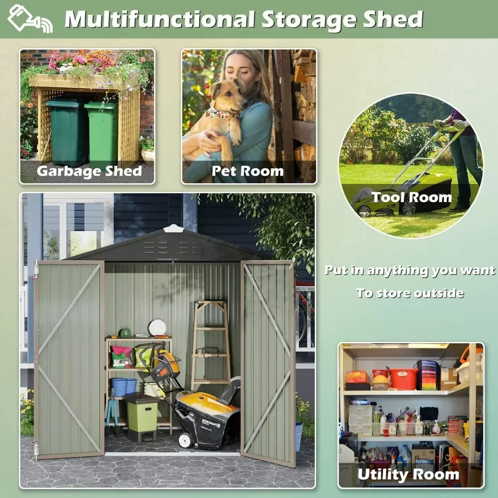 Devoko Outdoor Storage Shed Lockable Metal Garden Shed Steel Anti-Corrosion Storage House wourant