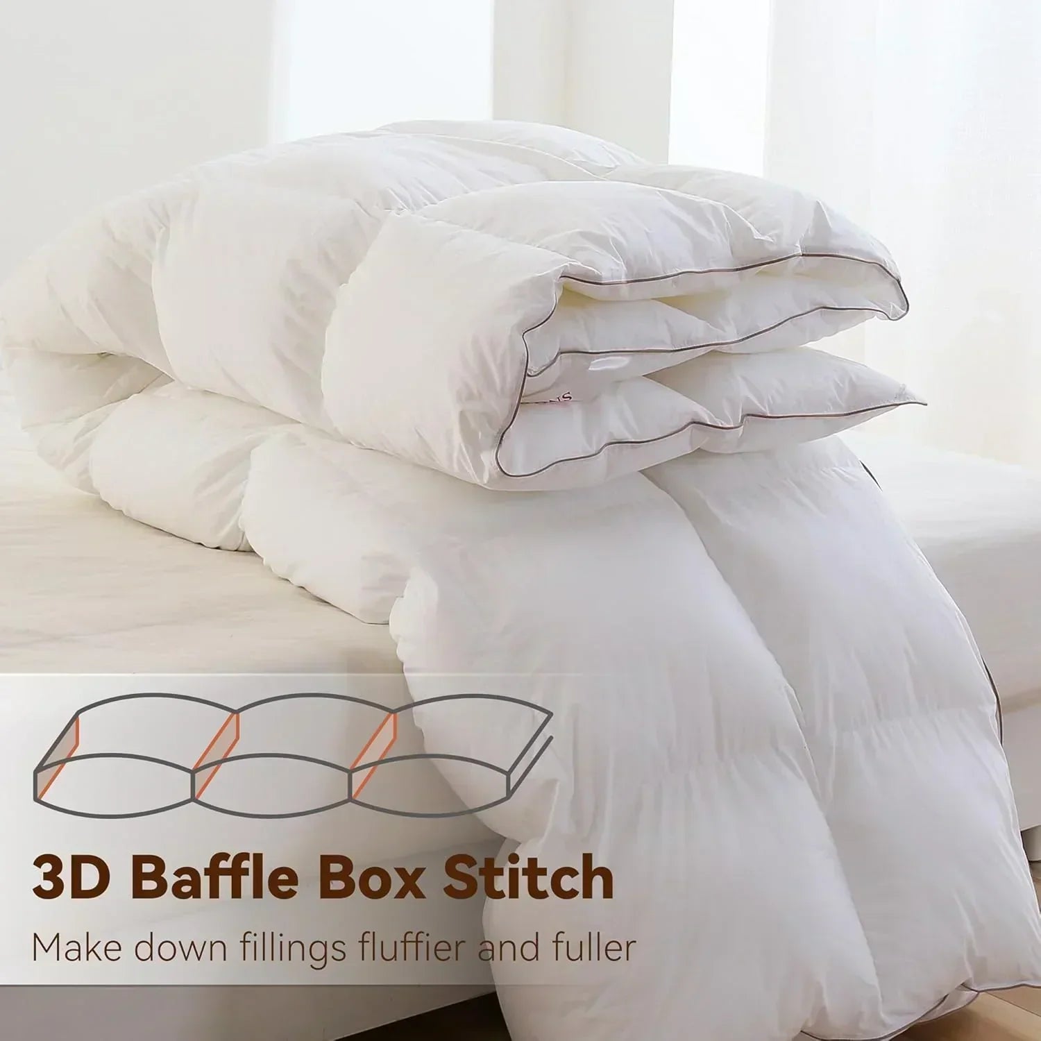 Premium Down Comforter 3D Baffle Box Design wourant