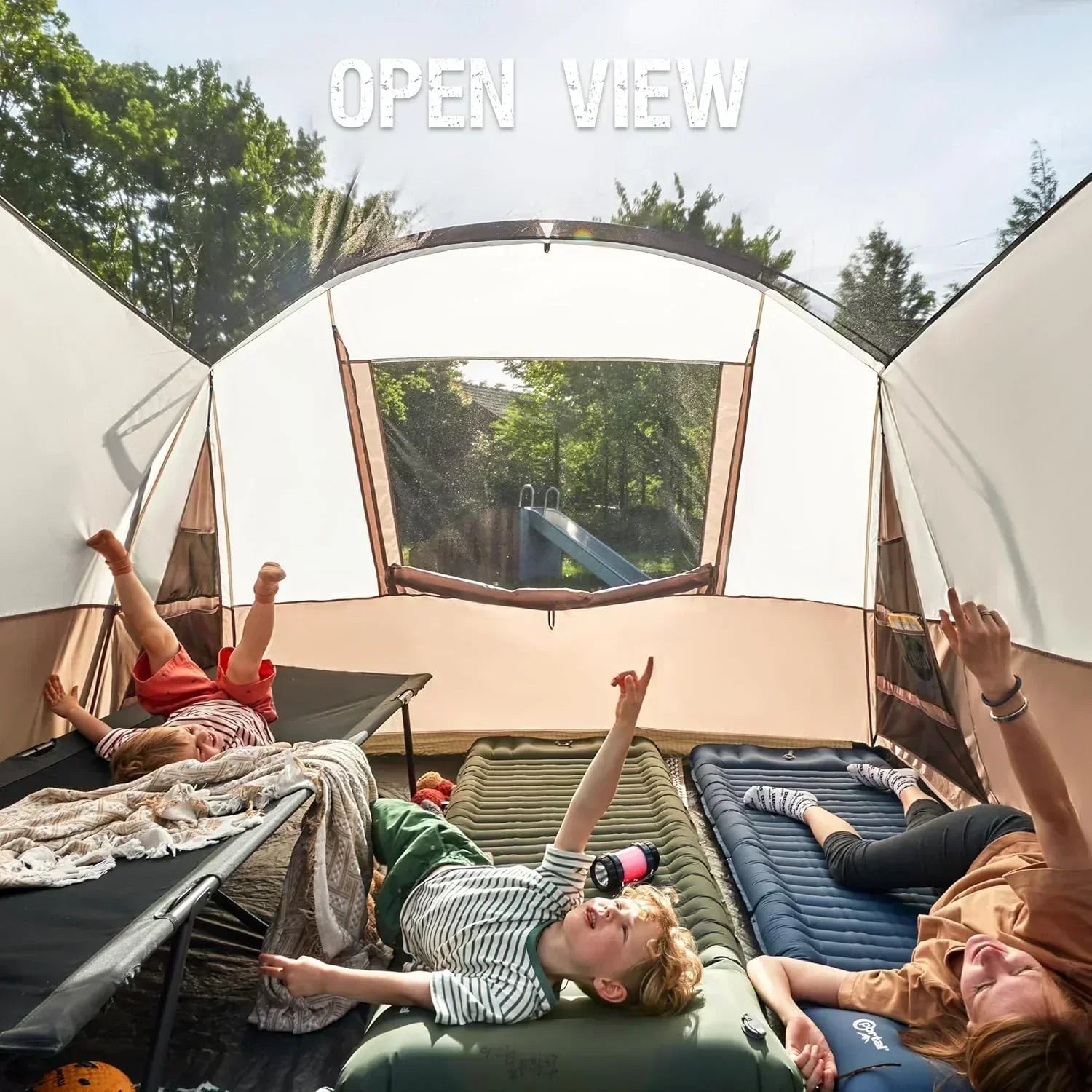 PORTAL 6/8/10 Person Family Camping Tent with Screen Room Water Resistant Big Tunnel Tent wourant
