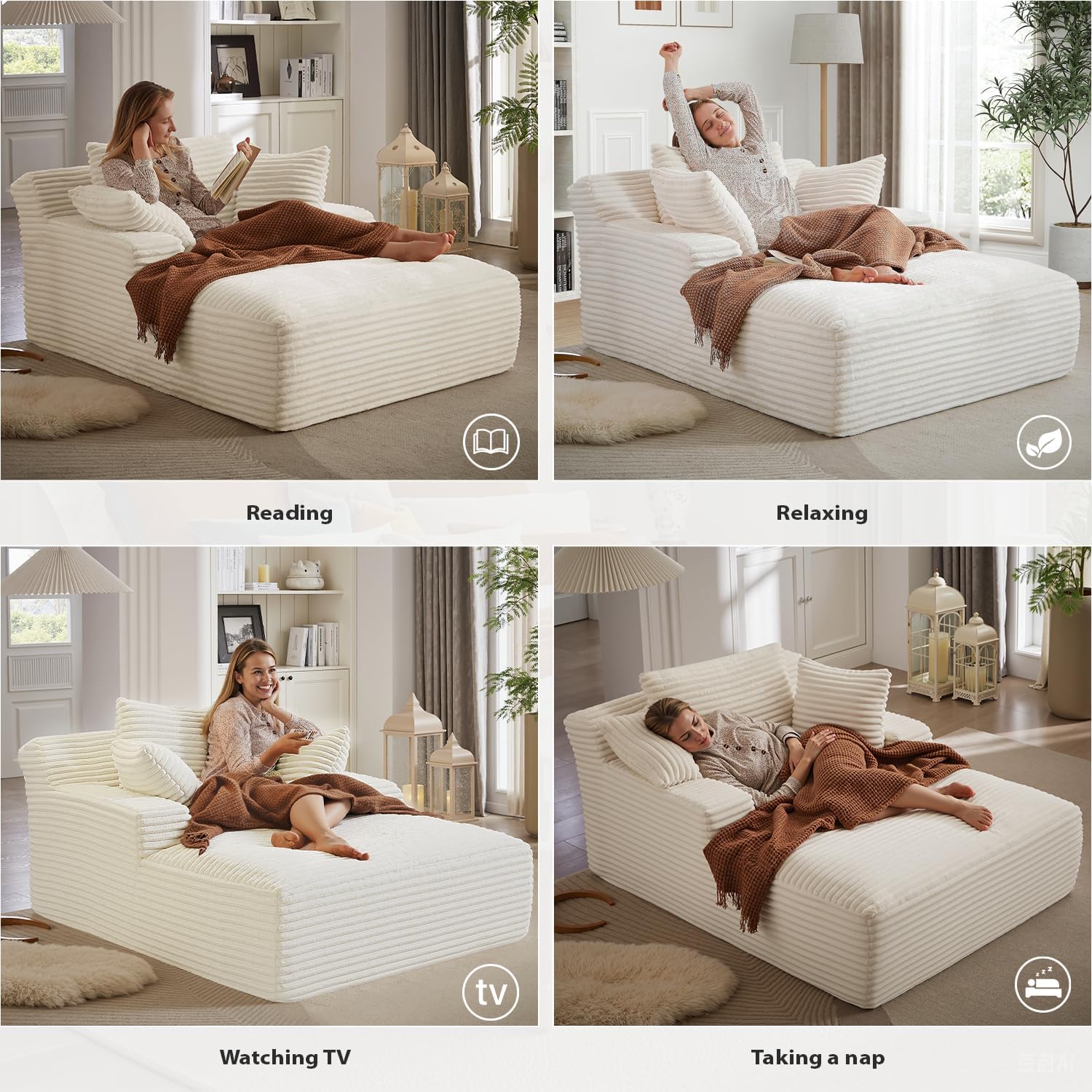 50-inch indoor recliner oversized corduroy upholstered boneless sofa bed deep sleeper sofa wourant