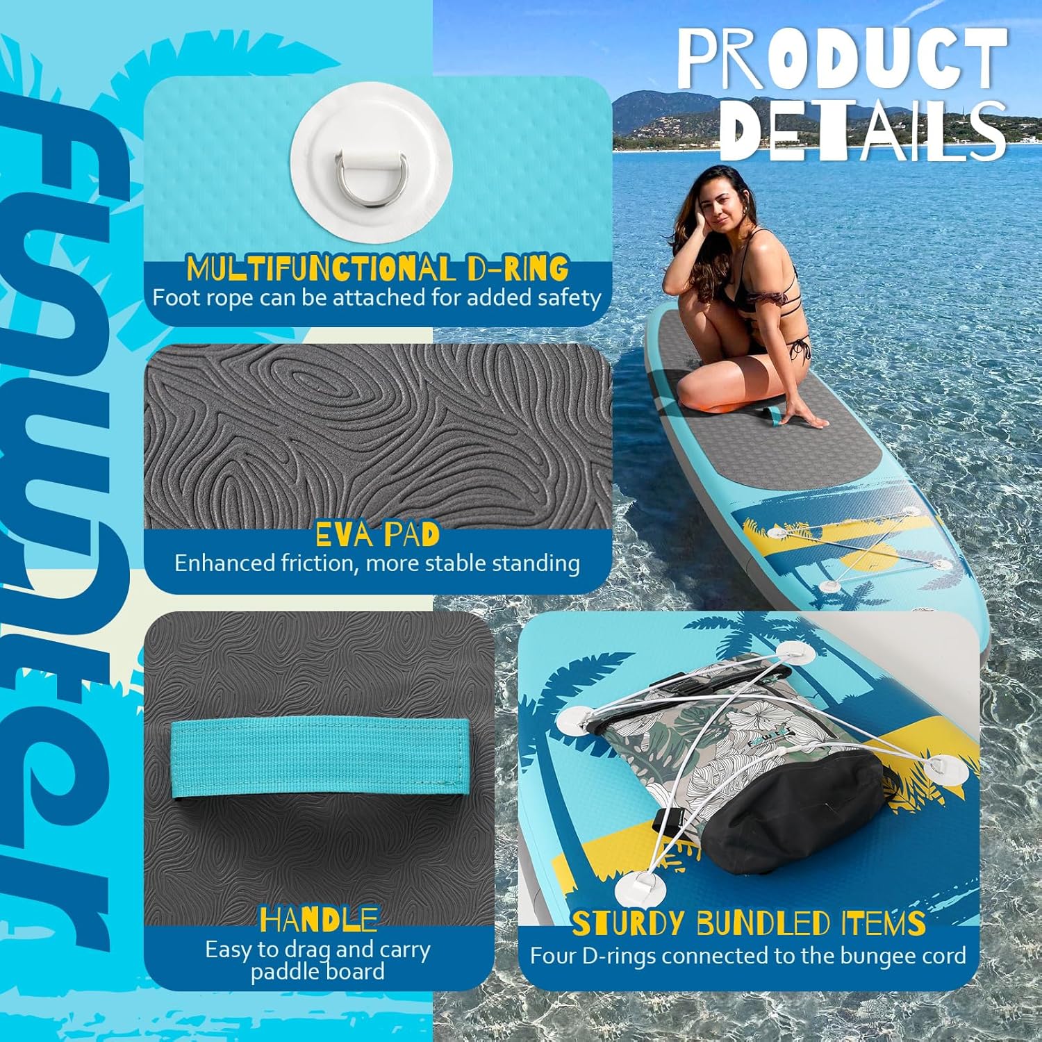 FunWater Inflatable Stand Up Paddle Board Premium SUP Paddle Accessories EVA Deck wourant