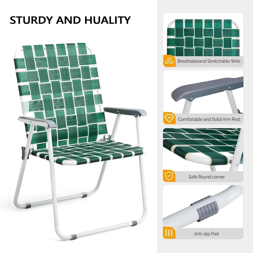 VINGLI Patio Lawn Webbed Folding Chairs Set of 2 Outdoor Beach Portable Lawn Chair wourant