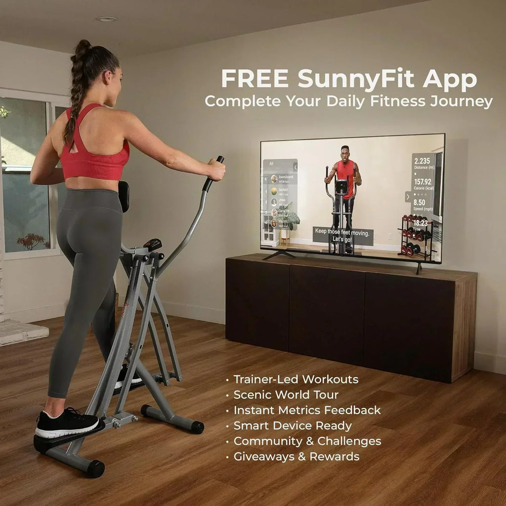 Sunny Health & Fitness Smart Air Walker Elliptical Low-Impact 30-Inch Stride Home Glider Machine wourant
