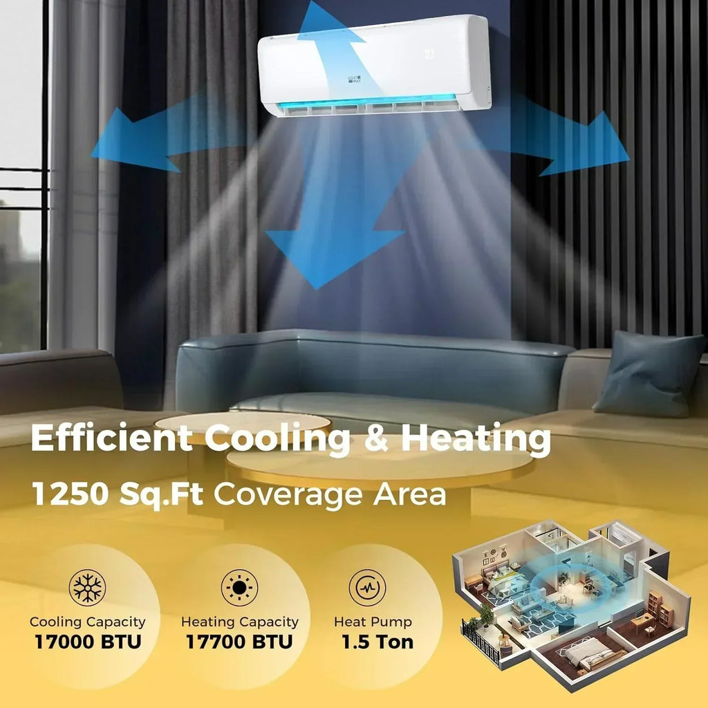 COSTWAY 12000BTU Mini Split Air Conditioner Heater 20 SEER2 115V Wall-Mounted Ductless wourant