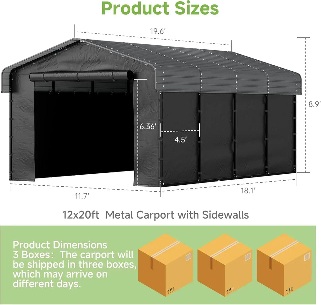 10'x15' Heavy Duty Metal Carport Outdoor Garage Car Shelter Shade with Heavier Frame wourant