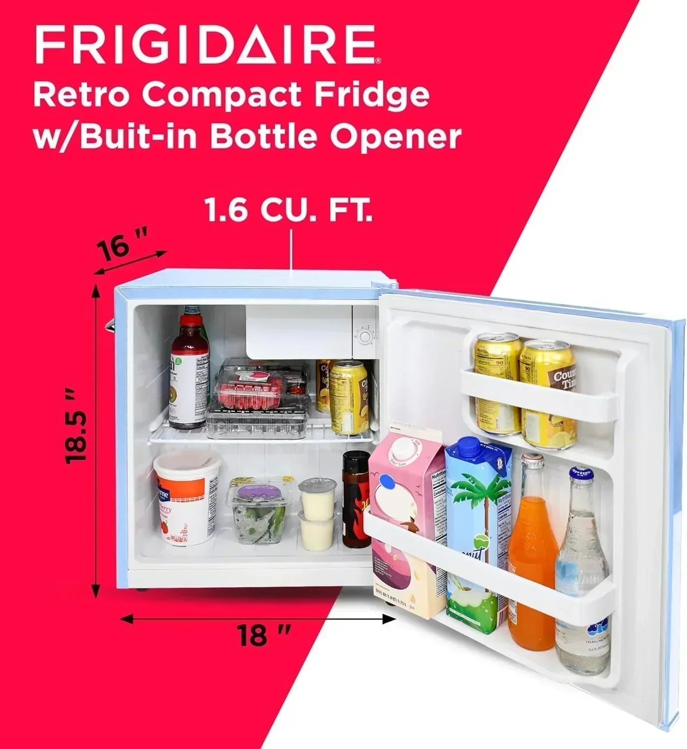 Frigidaire EFR176 Retro Compact Fridge with Chiller Mini Refrigerator Built-in Bottle Opener wourant