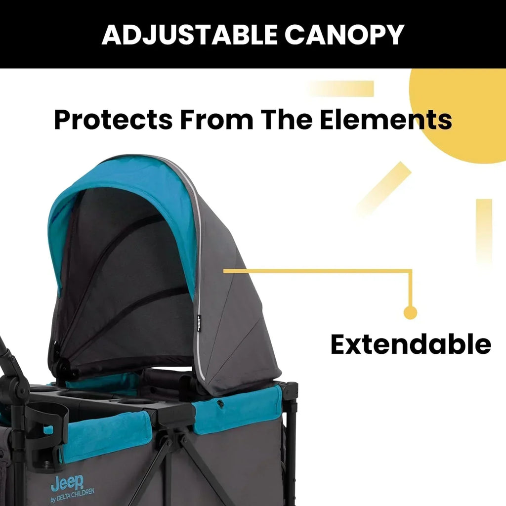 Jeep Sport All-Terrain Stroller Wagon by Delta Children Includes Canopy Parent Organizer wourant
