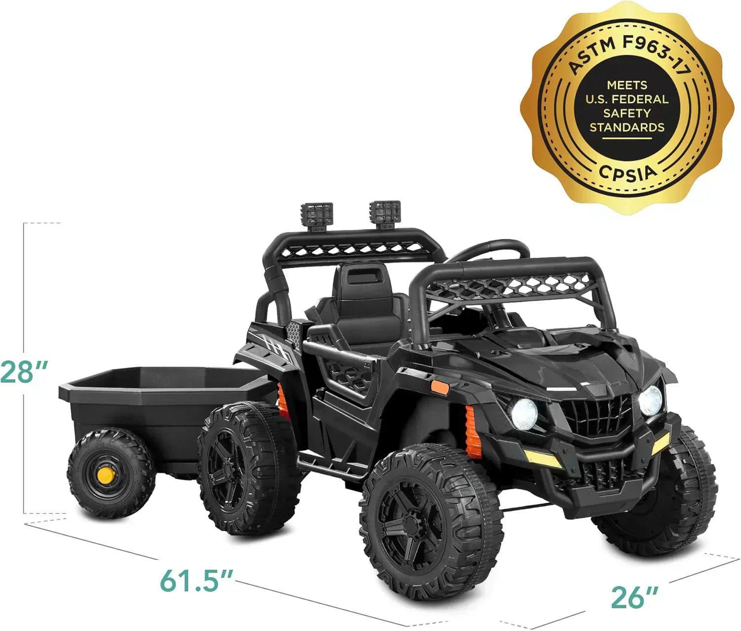 Children's black UTV electric children's car wourant