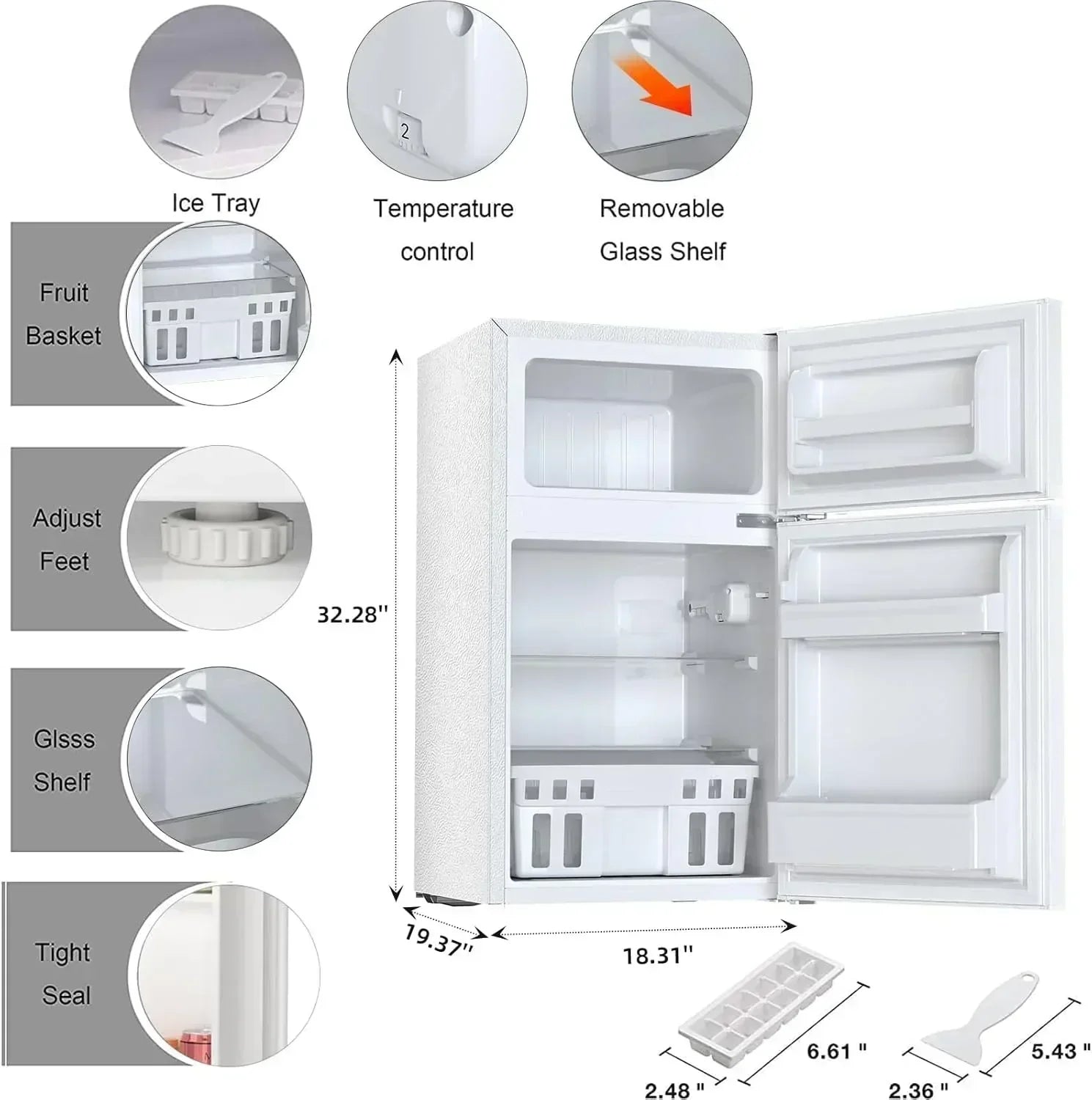 Antarctic Star Compact Mini Refrigerator Separate Freezer Small Fridge Double 2-Door wourant