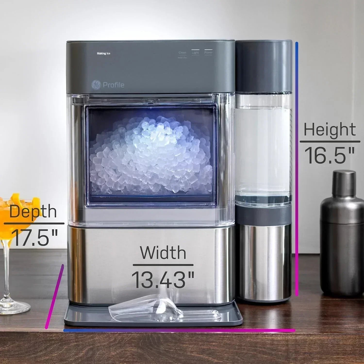 GE Profile Opal 2.0 XL with 1 Gallon Tank Chewable Crunchable Countertop Nugget Ice Maker wourant