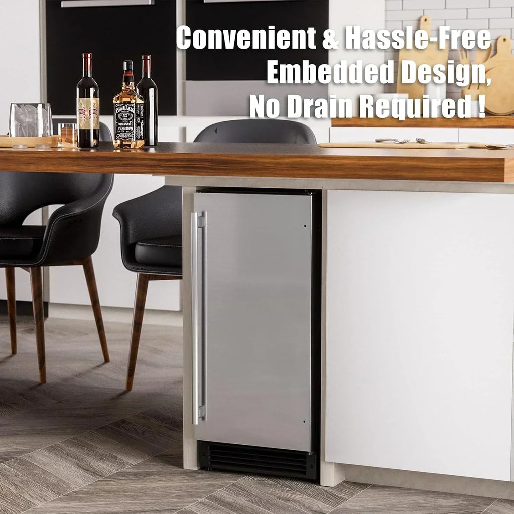 COTLIN 15" W Drainless Under Counter Ice Maker 22 LBS Storage Bin Free Standing wourant